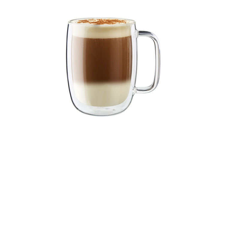 15 oz Clear Double-Wall Glass Latte Mug Set