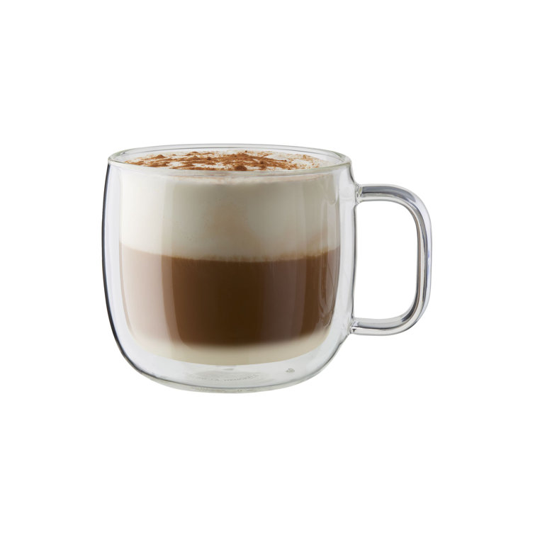 Clear Double-Wall Glass Cappuccino Mug Set, 15 fl. oz