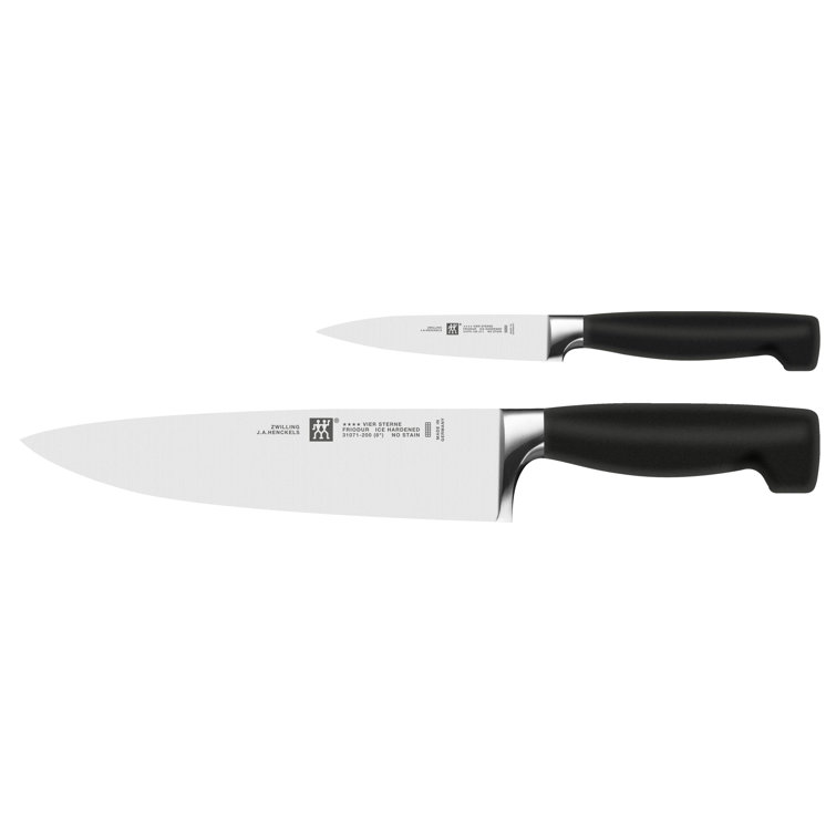 Zwilling Four Star 2-Piece Stainless Steel Knife Set with Block