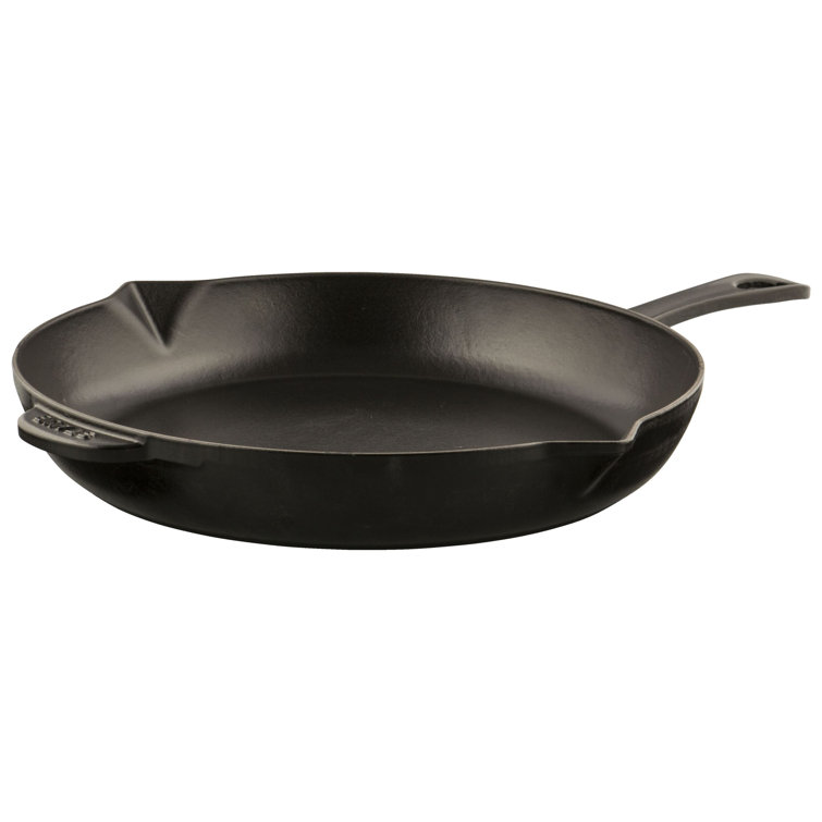 Matte Black 12-inch Enameled Cast Iron Fry Pan with Helper Handle