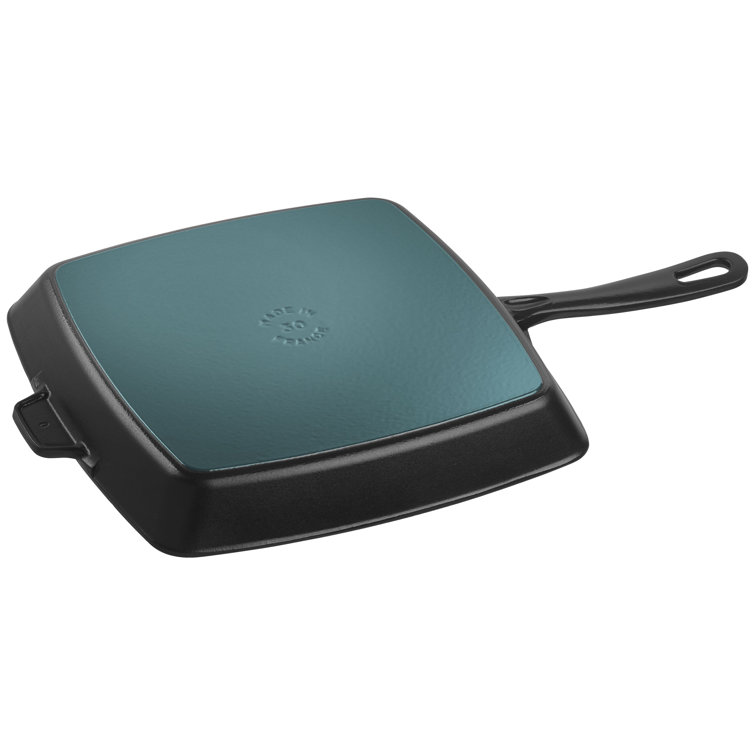 Matte Black 12" Square Cast Iron Grill Pan - Induction Ready