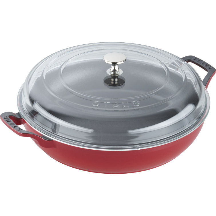 Cherry Red Cast Iron 3.5-Qt Braiser with Glass Lid