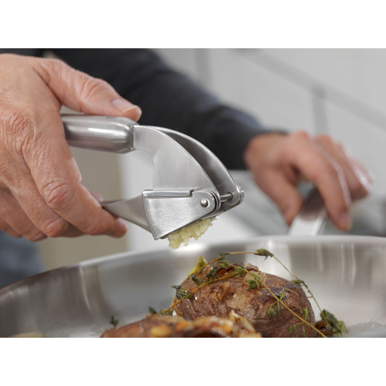 Stainless Steel Ergonomic Garlic Press with Dual Grid