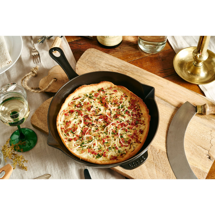 Matte Black 12-inch Enameled Cast Iron Fry Pan with Helper Handle