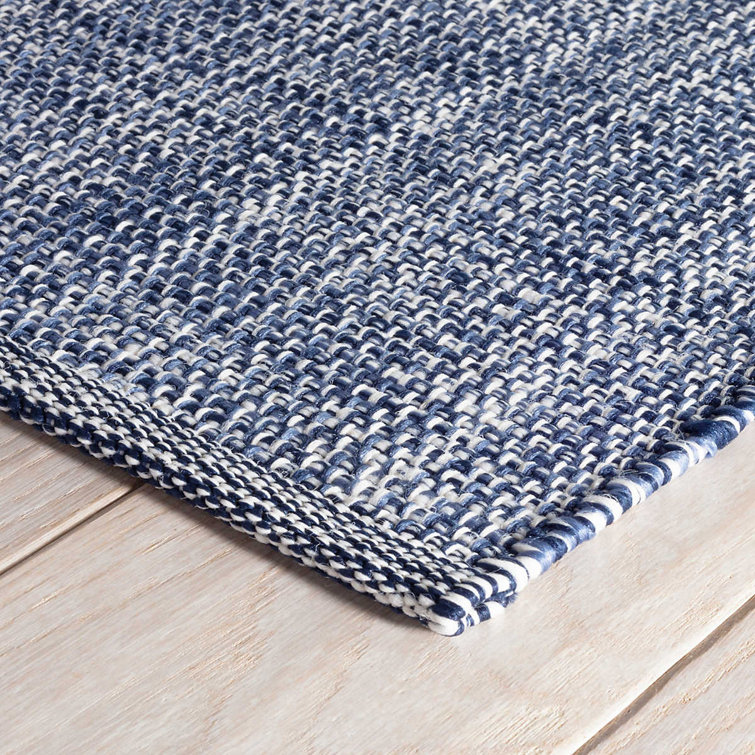 Blue Flat Woven Synthetic Runner Rug 2.5 x 8