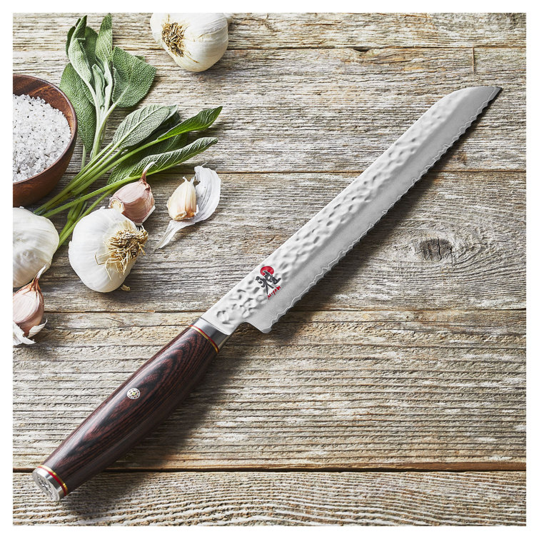 Artisan 9-inch Serrated Stainless Steel Bread Knife with Brown Wood Handle