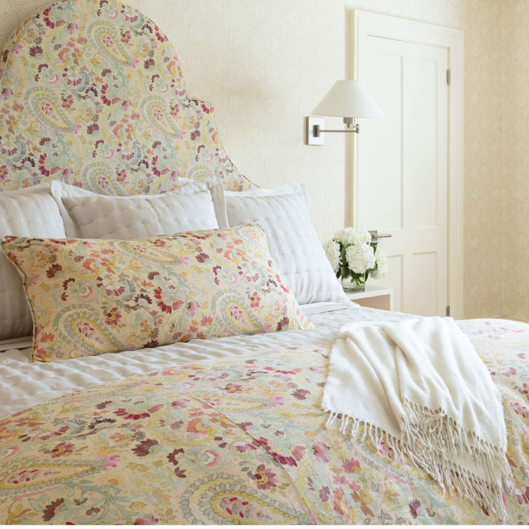 Ines Full/Queen Yellow Linen Paisley Duvet Cover