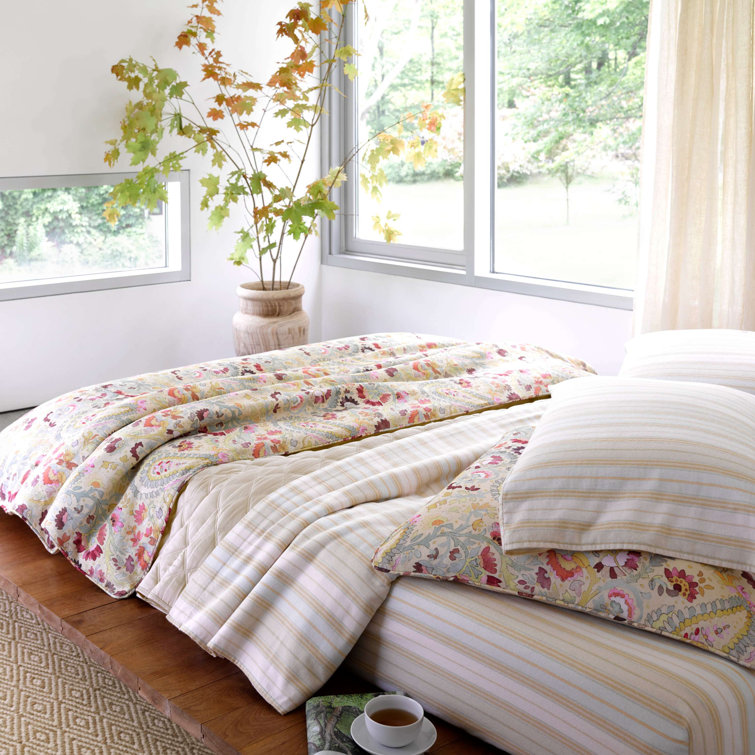Ines Full/Queen Yellow Linen Paisley Duvet Cover