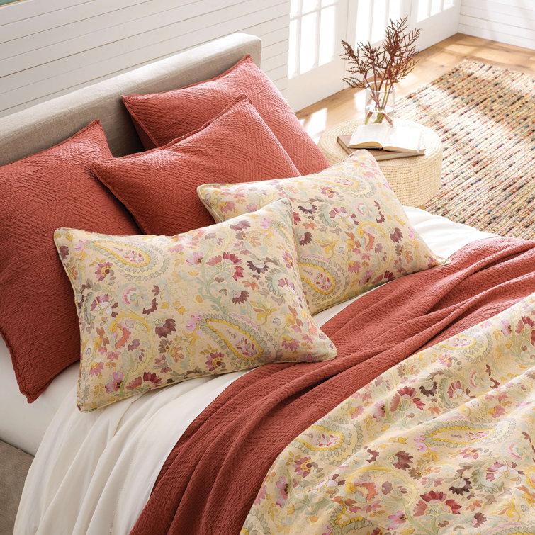 Ines Full/Queen Yellow Linen Paisley Duvet Cover