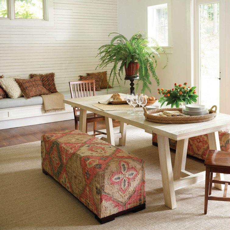 Anatolia Linen Kilim Print Square Throw Pillow with Fringe