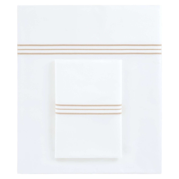 Standard White Cotton Pillowcase with Fuchsia Embroidery
