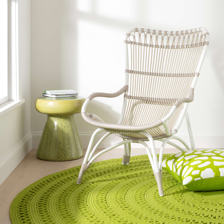 Handwoven Green Synthetic Round Non-slip Rug