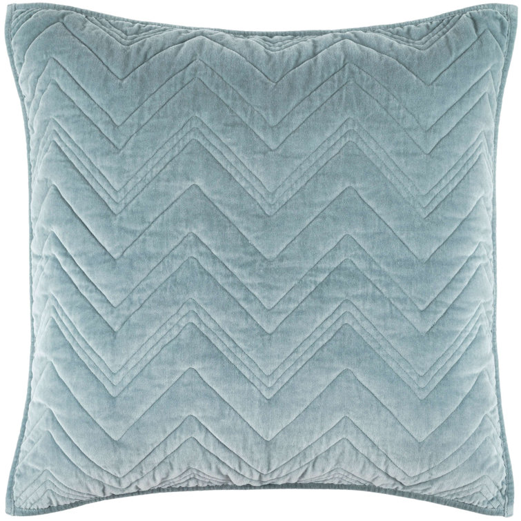 Euro Size Ocean Blue Cotton Velvet Quilted Sham