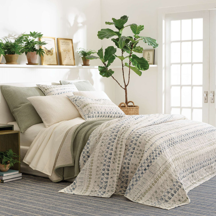 Ivory Floral Cotton Lightweight Full/Queen Duvet
