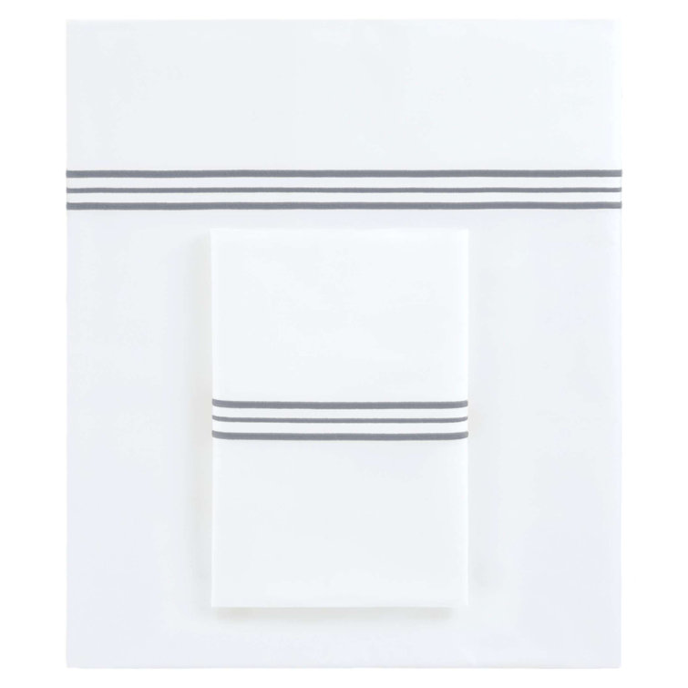 Standard White Cotton Pillowcase with Fuchsia Embroidery