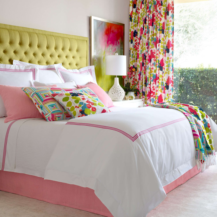 King Size Fuchsia Cotton Duvet Cover with Button Closure