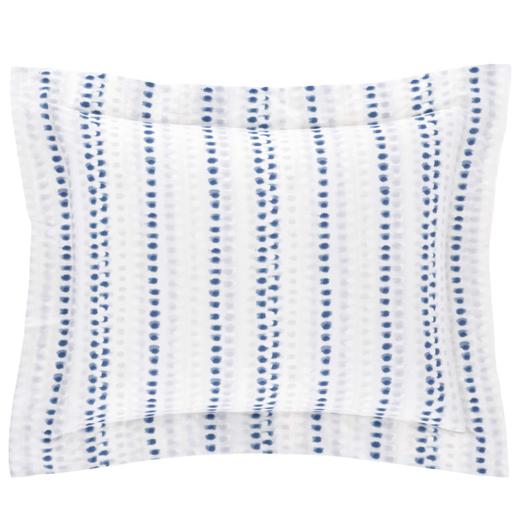 Blue and White Cotton Polka Dot Standard Sham