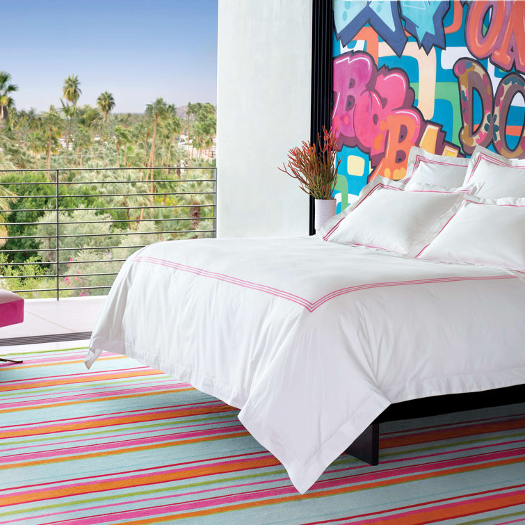 King Size Fuchsia Cotton Duvet Cover with Button Closure