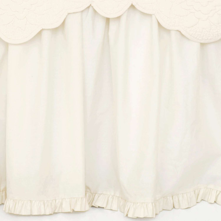Classic White Cotton Ruffle Bed Skirt with Split Corner