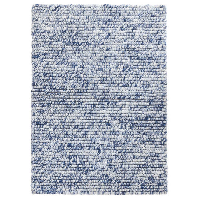 Navy and Ivory Flat Woven Wool Viscose Rug 3' x 5'