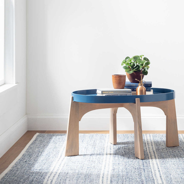 Malta Blue and Ivory Handwoven Wool Rug, 8' x 10'
