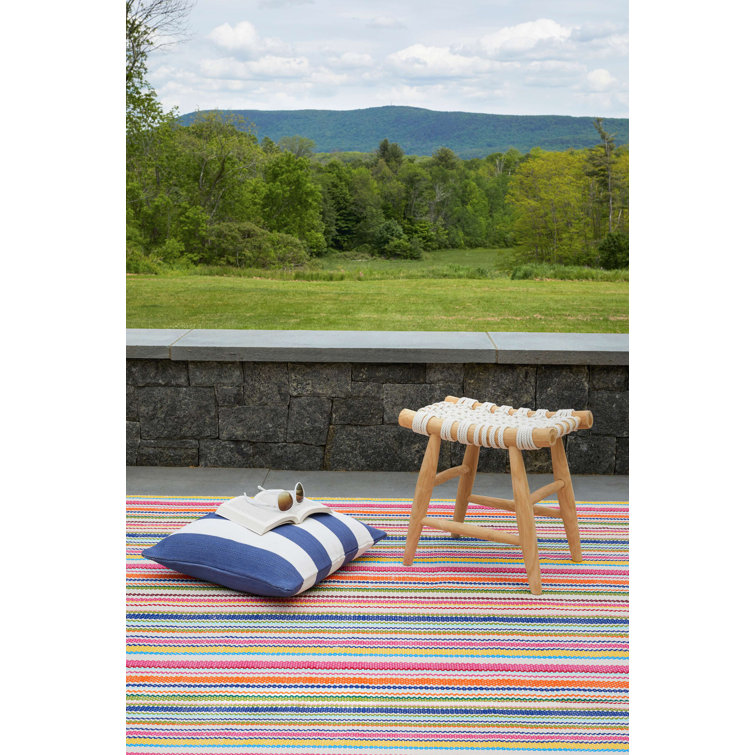 Bright Multicolor Stripe Handwoven Synthetic Indoor/Outdoor Rug