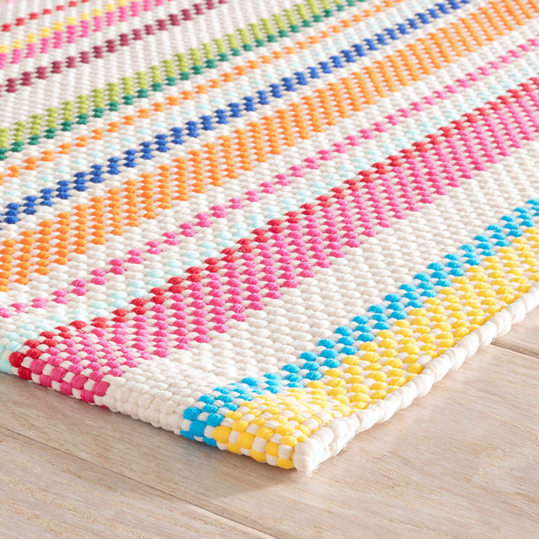 Bright Multicolor Stripe Handwoven Synthetic Indoor/Outdoor Rug