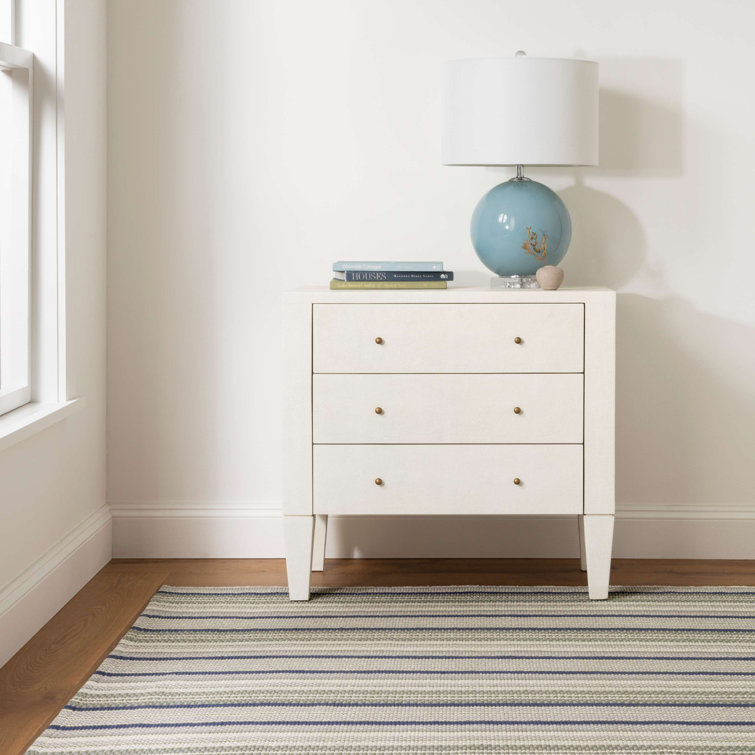 Dove Gray & Ivory Striped Handmade Cotton 8'x10' Rug