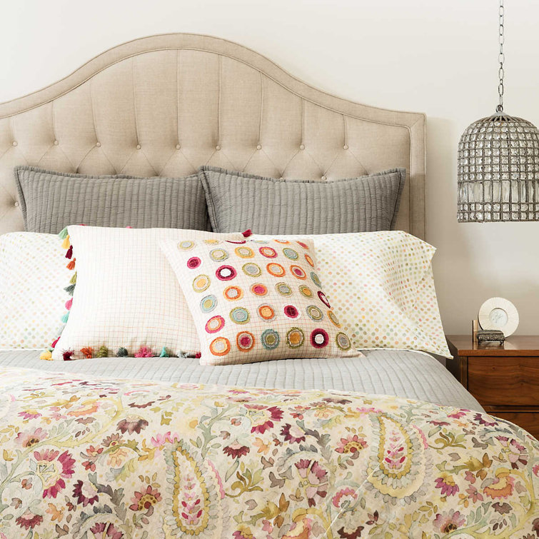 Standard Soft-White Cotton Pillowcases with Multicolor Dots