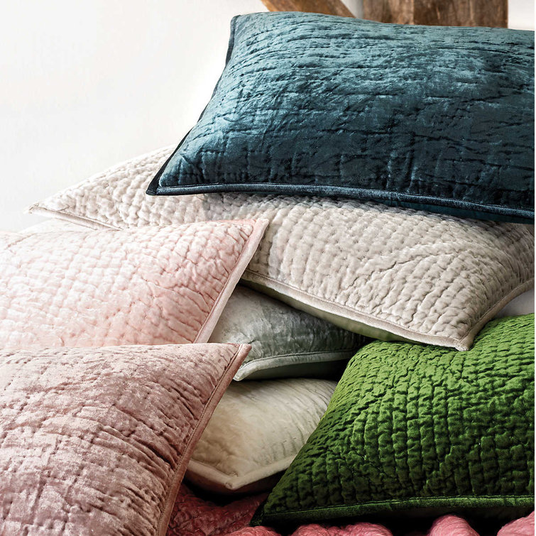 Slipper Pink Velvet Quilted Standard Sham