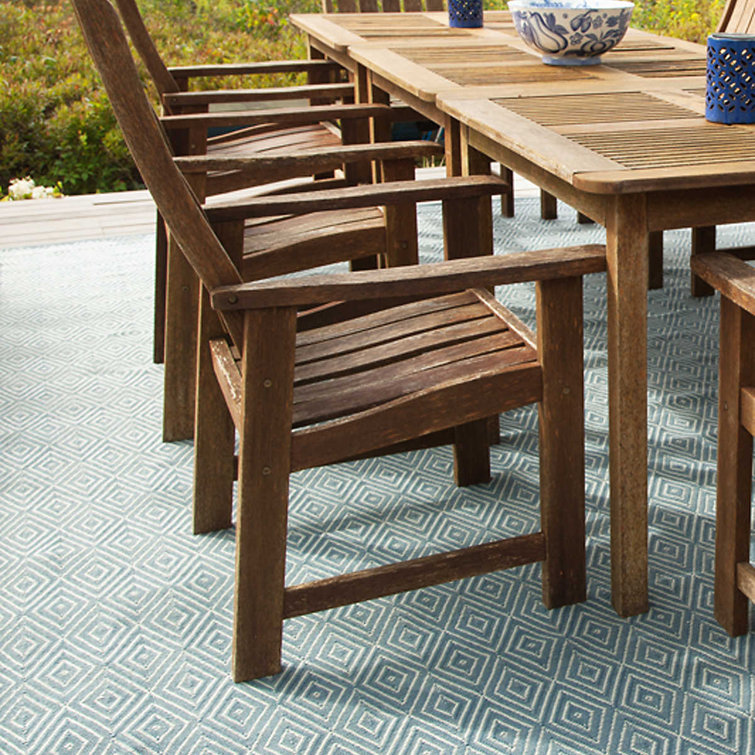Diamond Slate and Light Blue Handwoven Synthetic 4' x 6' Rug