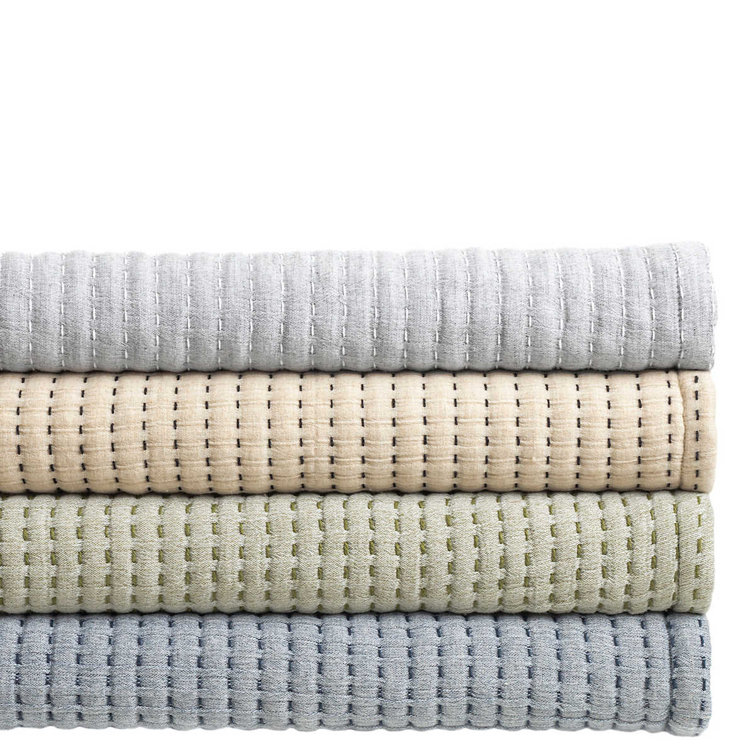 Evergreen Twin Size Cotton Jacquard Pick Stitch Coverlet