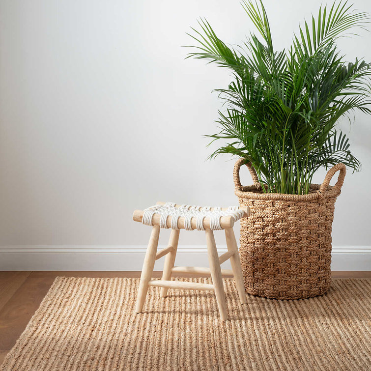 Natural Handwoven Jute Wool Cotton Rectangular Rug 2' x 3'