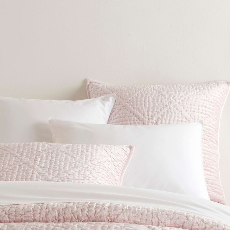 Slipper Pink Velvet Quilted Standard Sham