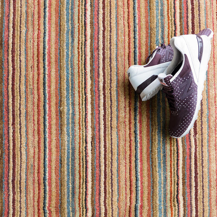 Brindle Stripe Multicolor Hand-Knotted Wool Rug 2' x 3'