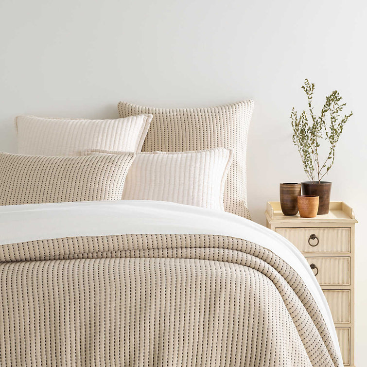 Natural Cotton Patterned Full/Double Coverlet