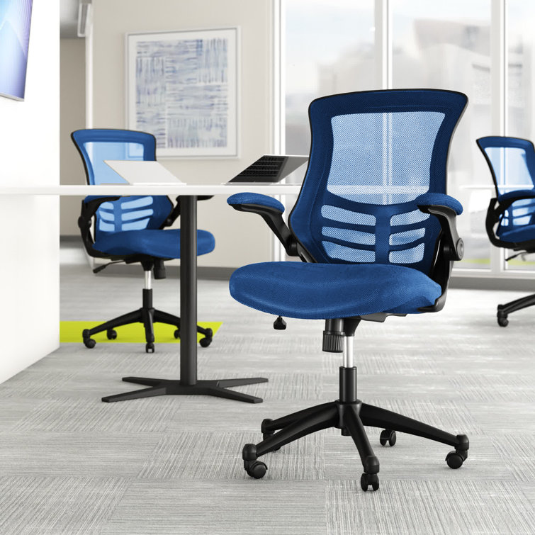 Blue Mesh Mid-Back Ergonomic Office Chair with Adjustable Arms