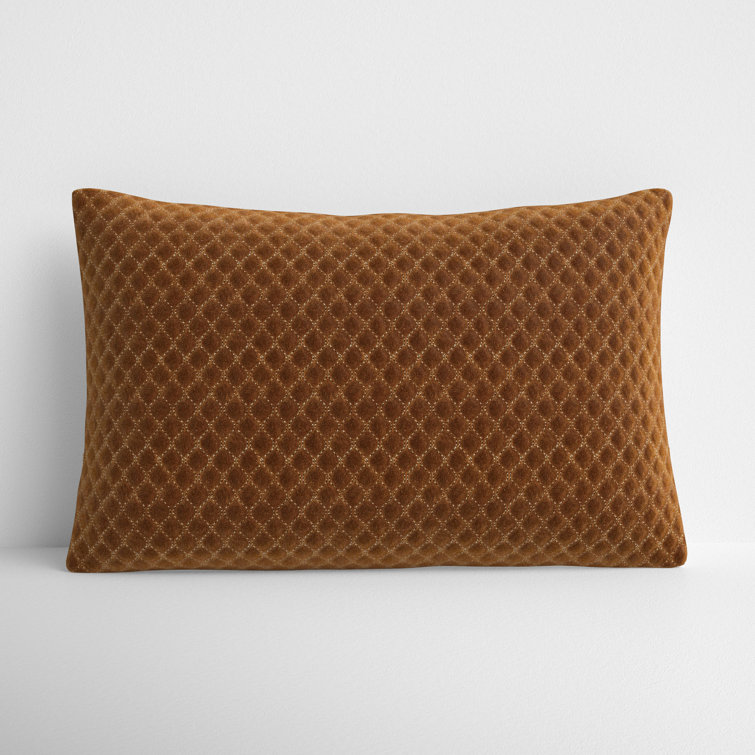 Blue Embroidered Cotton Rectangular Lumbar Pillow