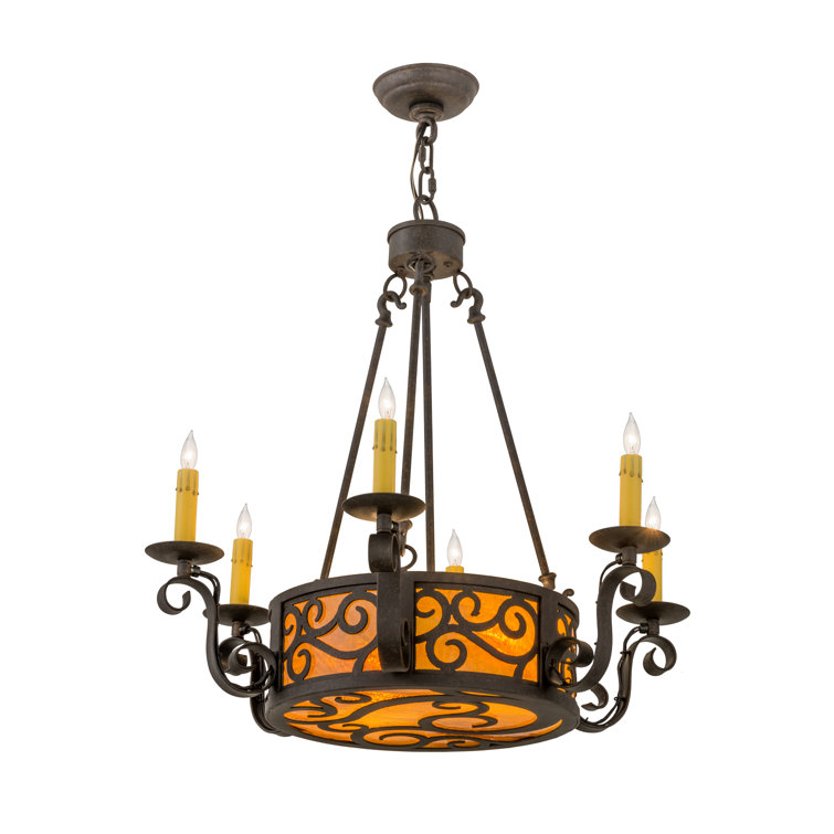 Chestnut Bronze 8-Light Candle Chandelier with Honey Glass