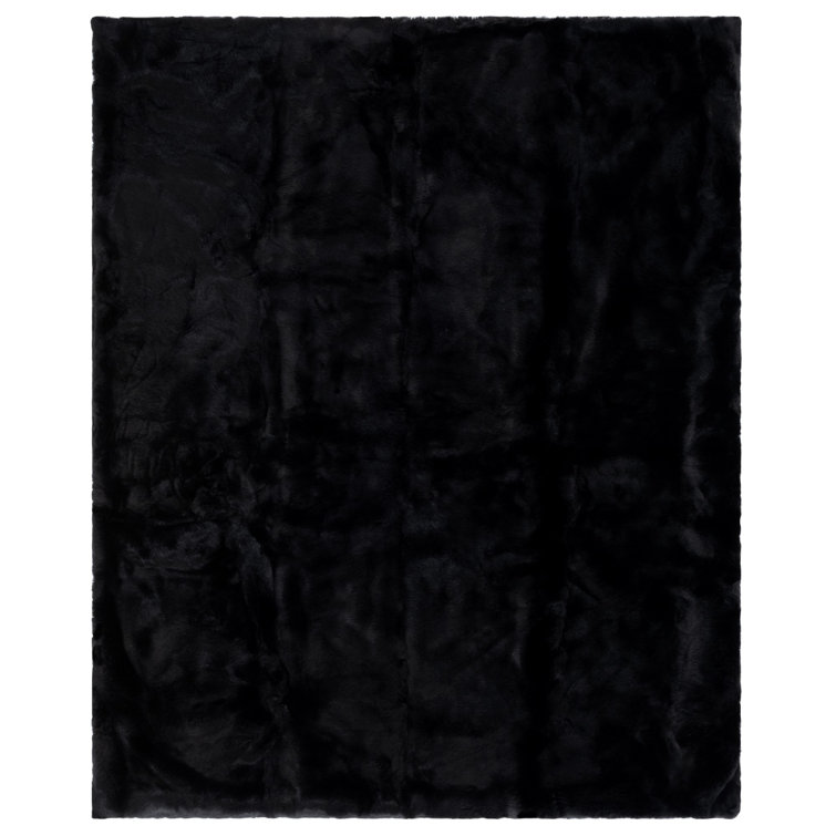 Luxurious Black Faux Fur Reversible Throw Blanket
