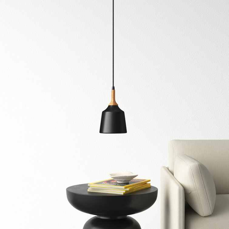 Edmar Black and Wood Single Light Pendant