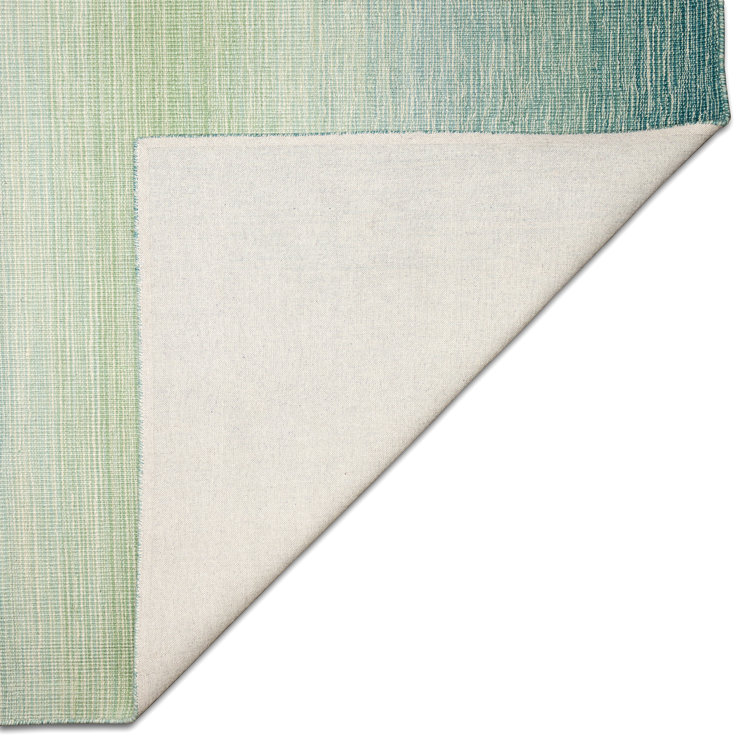 Handmade Aqua Blue Wool Rectangular Ombre Rug