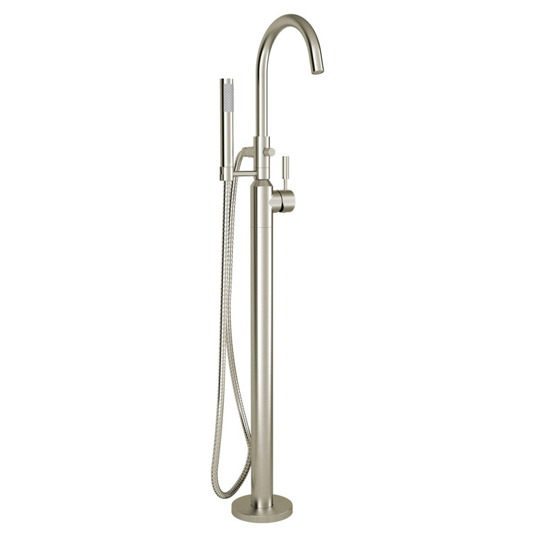 Brushed Nickel Freestanding Tub Filler with Hand Shower