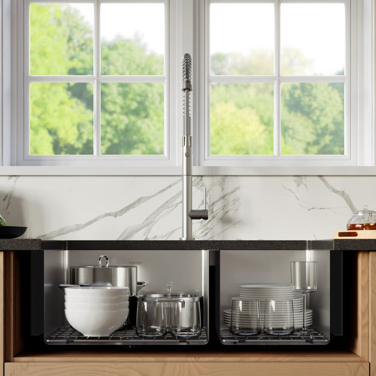 33'' Stainless Steel Farmhouse Double Bowl Kitchen Sink