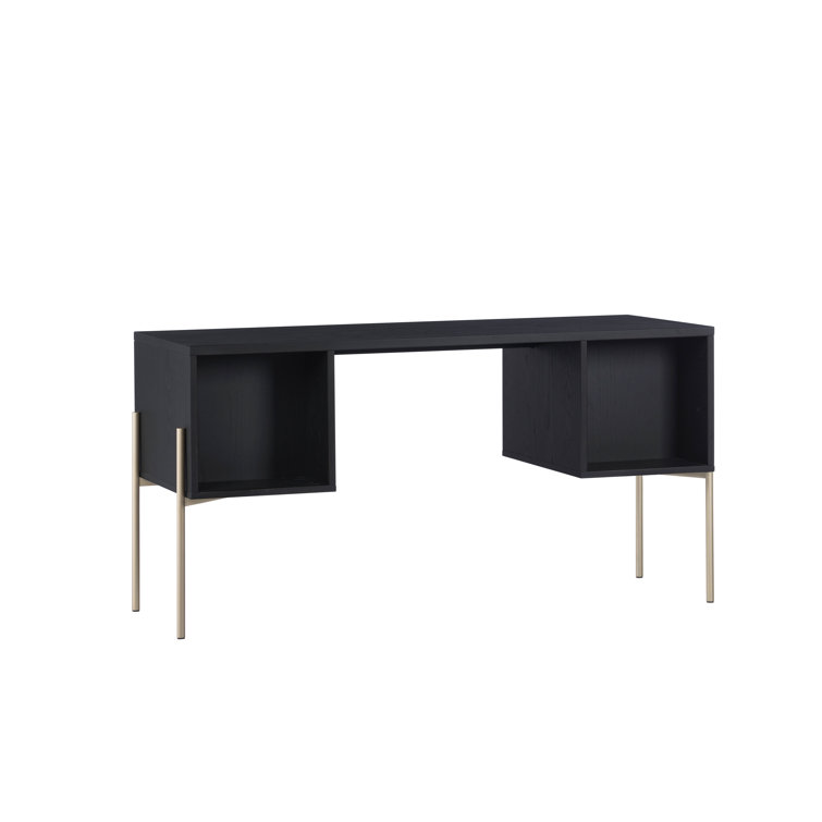 Executive Black Oak 61" Home Office Desk with Drawer