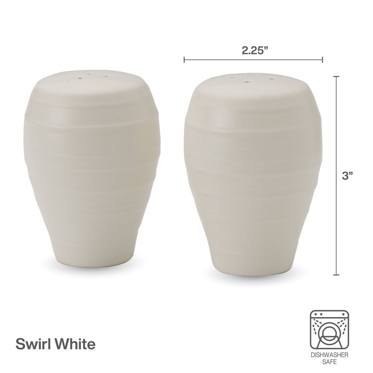 Swirl White Stoneware Salt and Pepper Shaker Set