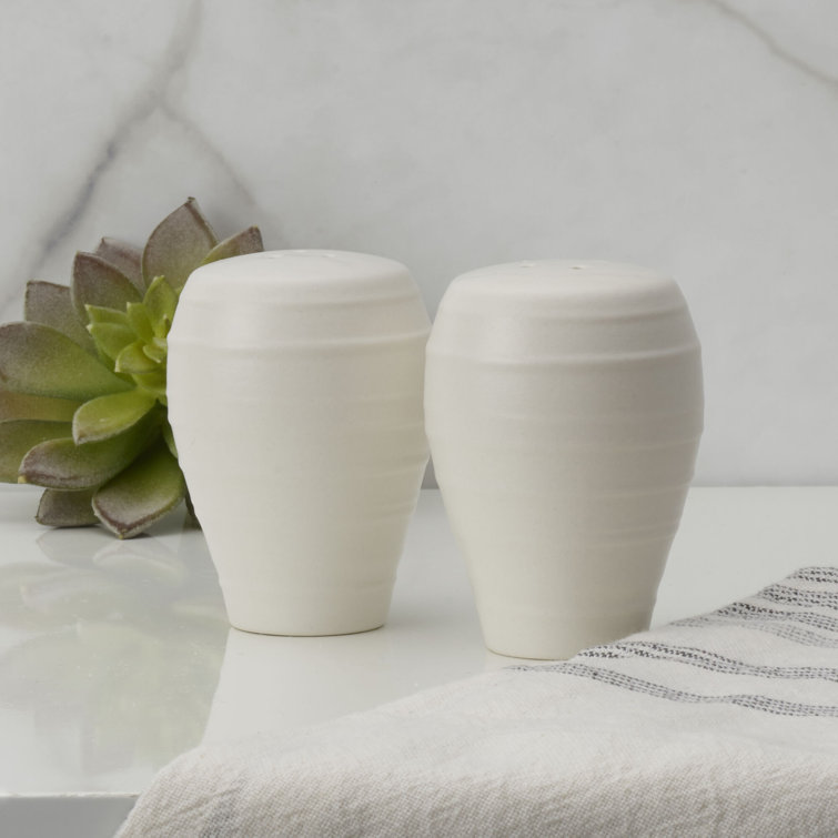 Swirl White Stoneware Salt and Pepper Shaker Set