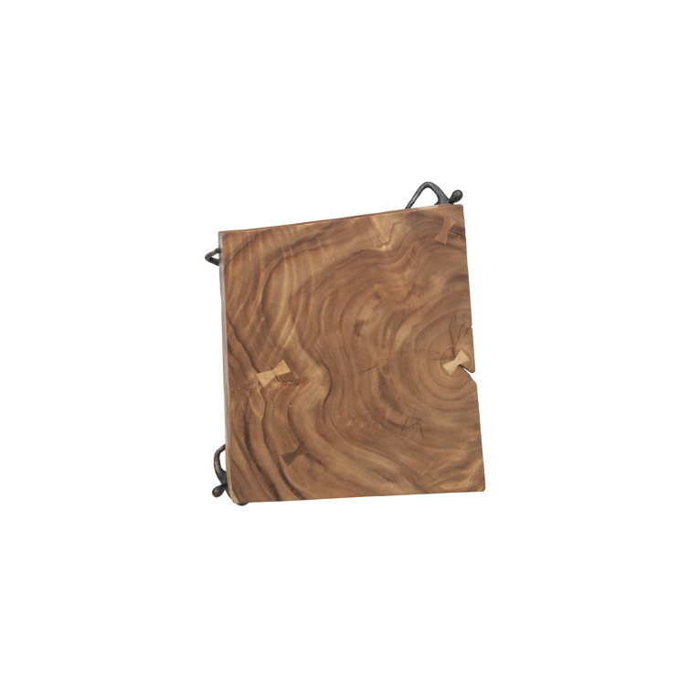 Atlas Rectangular Black and Brown Wood Metal End Table