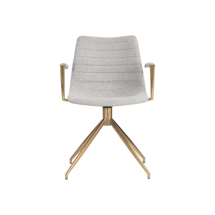 Belfast Heather Grey Swivel Dining Armchair with Gold Stainless Steel Legs