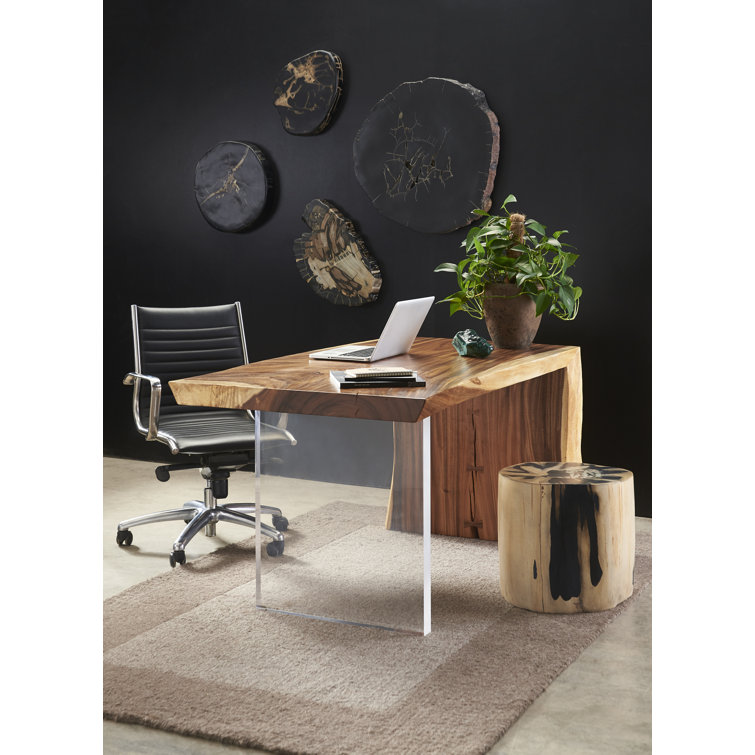 Natural Wood and Acrylic Home Office Desk
